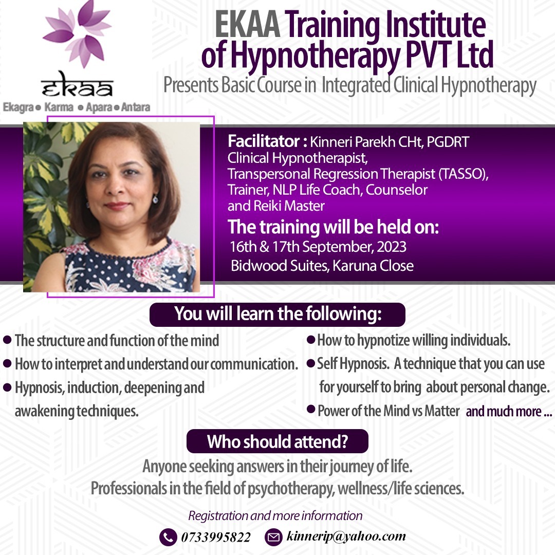 kinneri hypnotherapy course poster