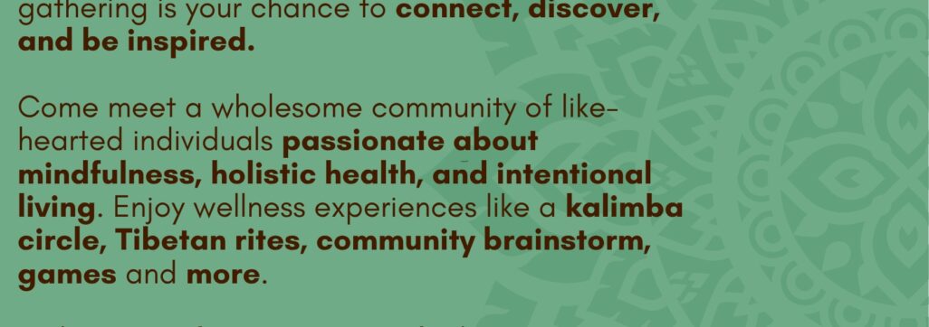 Join us for the Conscious Kenya Social, Whether you’re deep in your wellness journey or just beginning to explore conscious living, this gathering is your chance to connect, discover, and be inspired. Come meet a wholesome community of like-hearted individuals passionate about mindfulness, holistic health, and intentional living. Enjoy wellness experiences like a Kalimba circle, Tibetan rites, community brainstorm, games and more.